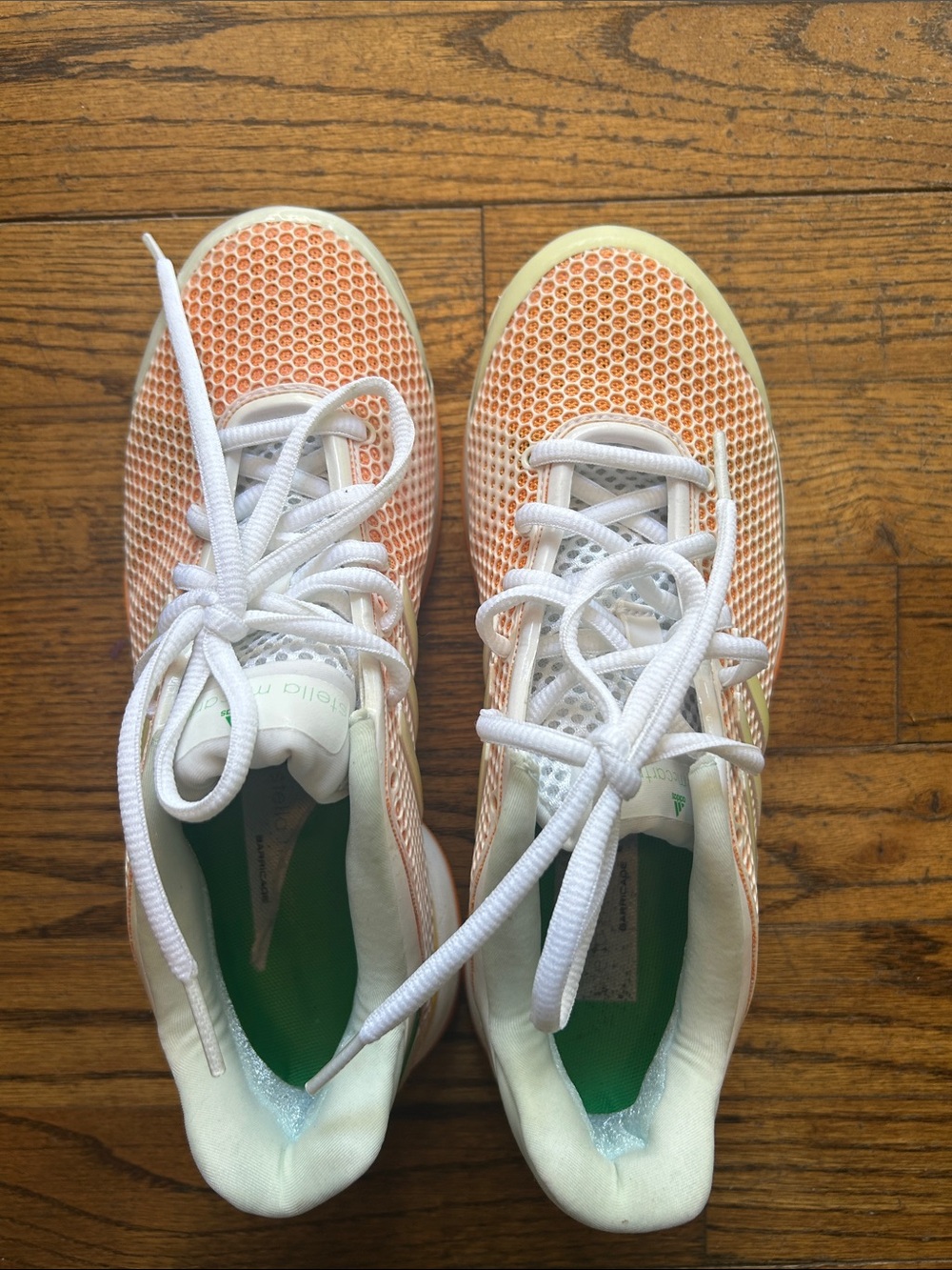 Stella McCartney Orange Mesh Sneakers with White Laces